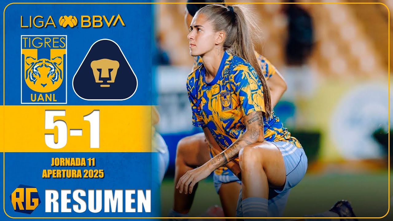 ¡AMAZONAS LIDERES!🔥 | TIGRES FEMENIL VS PUMAS 5-1 | RESUMEN GOLES | LIGA MX J11 AP 2025