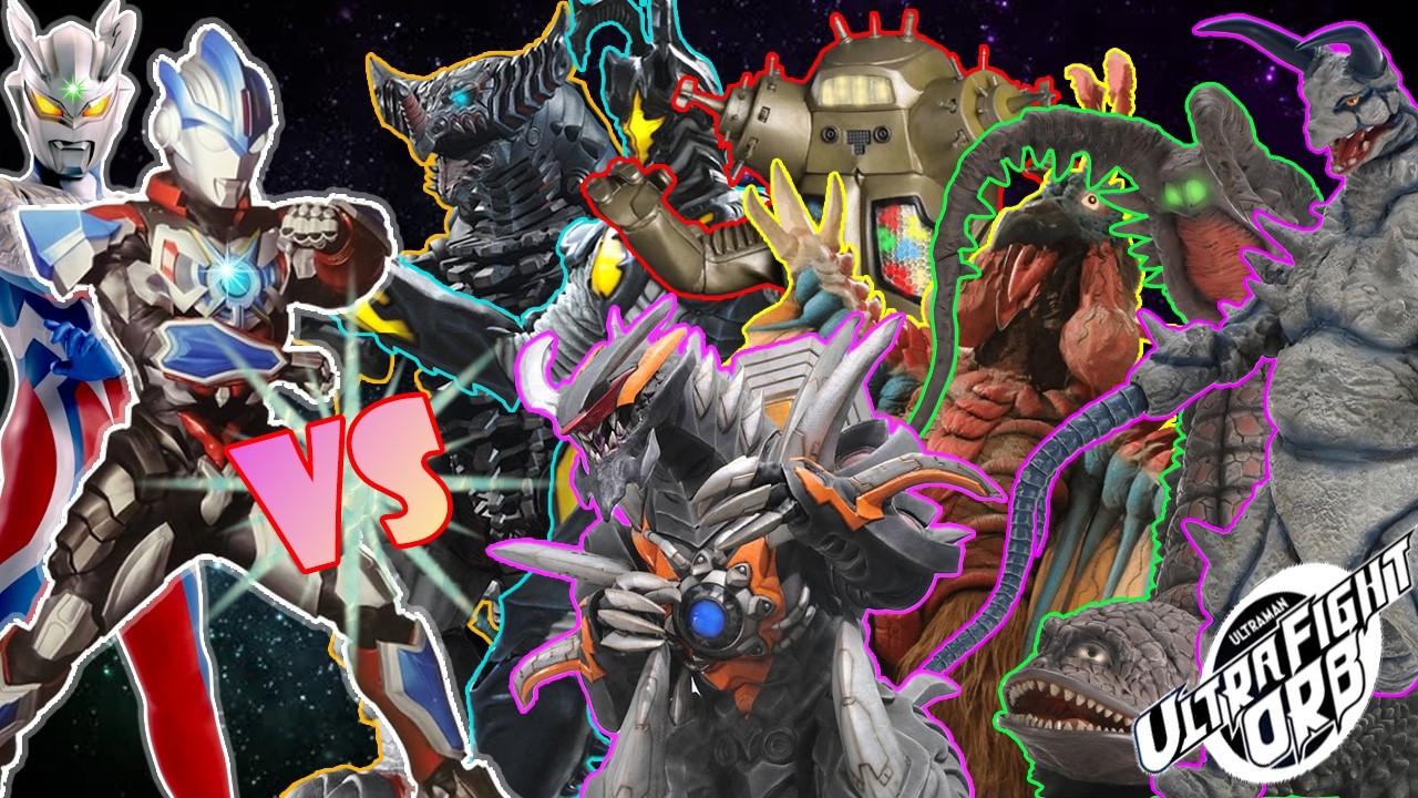Ultraman Orb & Zero vs Vict Lugiel, Mecha Gomora, Hyper Zetton, King Joe, Birdon, Twin Tail & Gudon