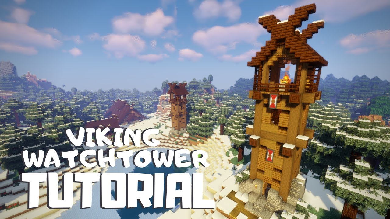 Minecraft: Как построить сторожевую башню викингов (руководство по заснеженной деревне викингов)