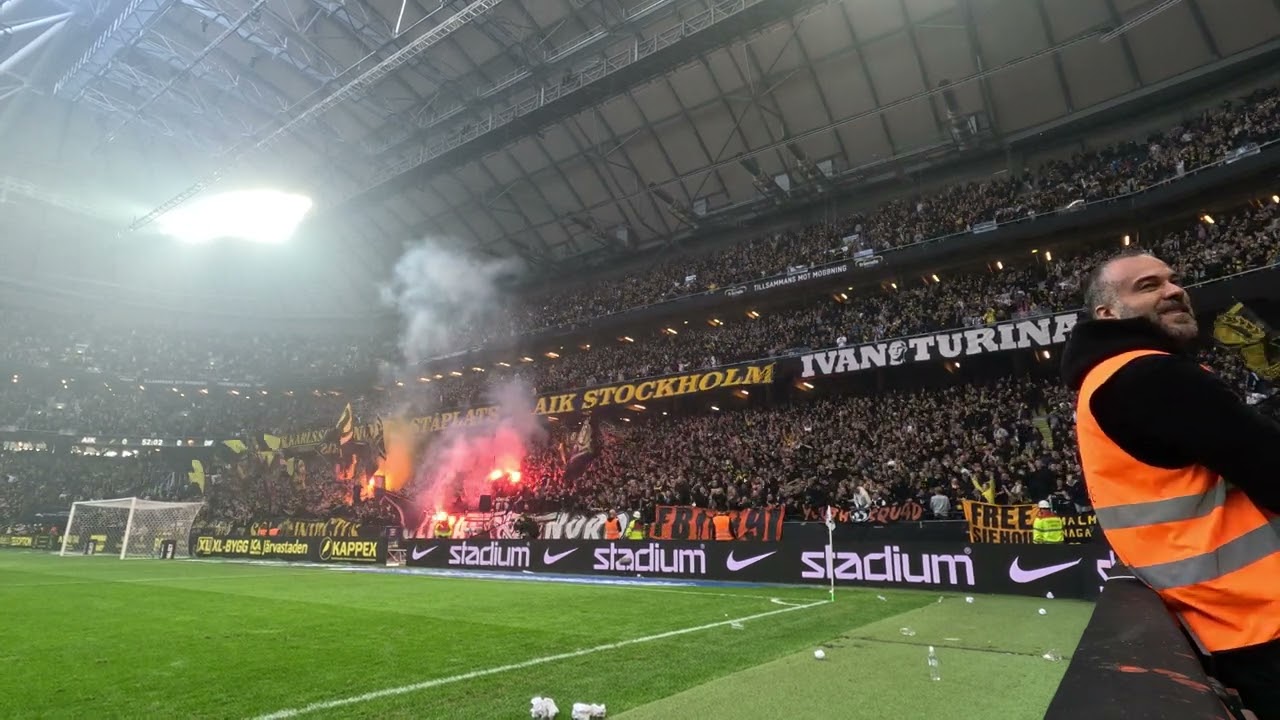 Andra halvlek och tifo (AIK - Djurgården 2-0)