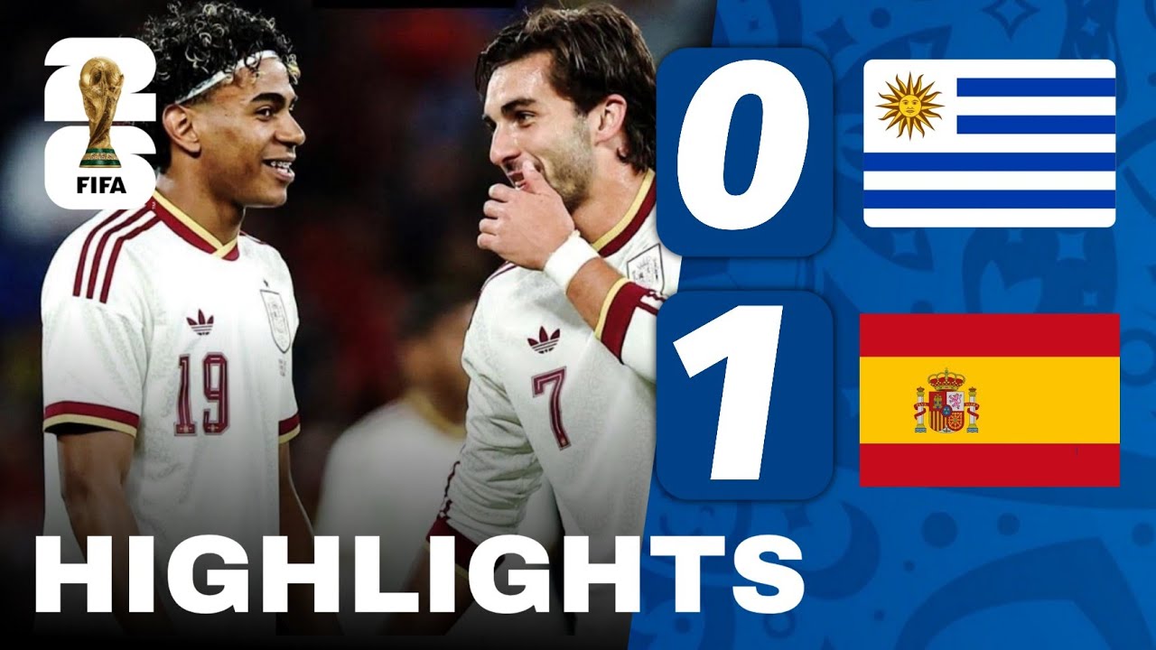 URUGUAY VS SPAIN 0-1! HIGHLIGHTS & GOALS | ALEX BAENA GOAL | 2026 WORLD CUP