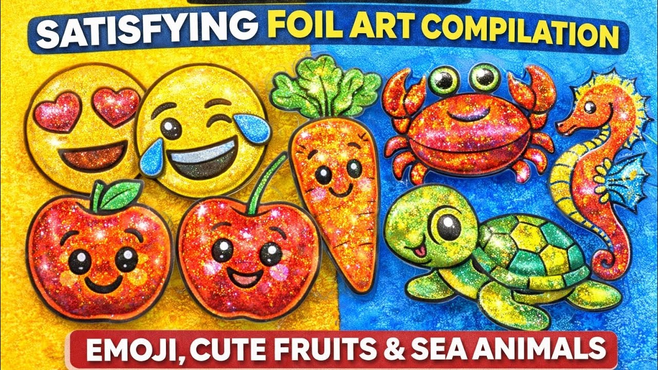 Ultimate Foil Art Compilation – 49 Minutes of Satisfying Emoji & Cute Characters