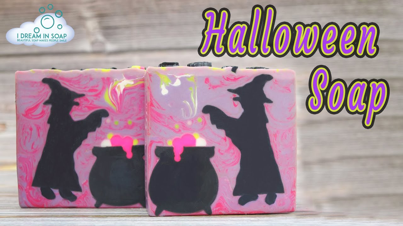 Halloween soap making. Cold process soap making, cold process soap embeds.