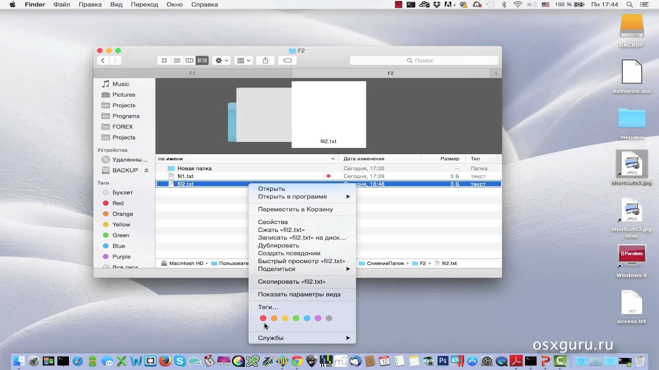 Учимся работать с Finder Mac OS X (видеоурок )