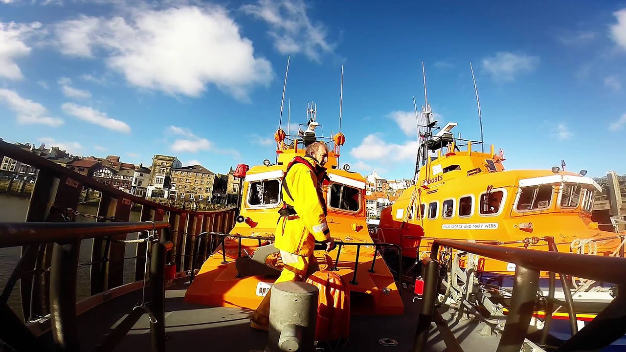 Whitby lifeboat Leaving Whitby Harbour