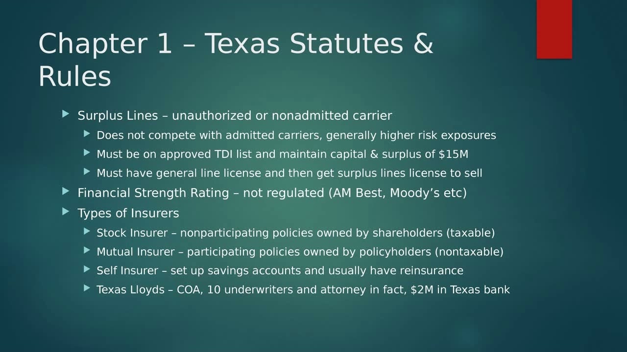 Texas P&C Statutes | Insurance Training Academy