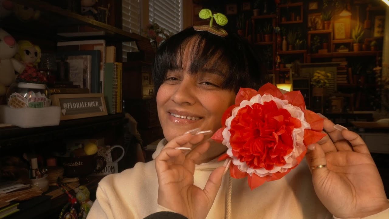 ASMR turning paper into a flower