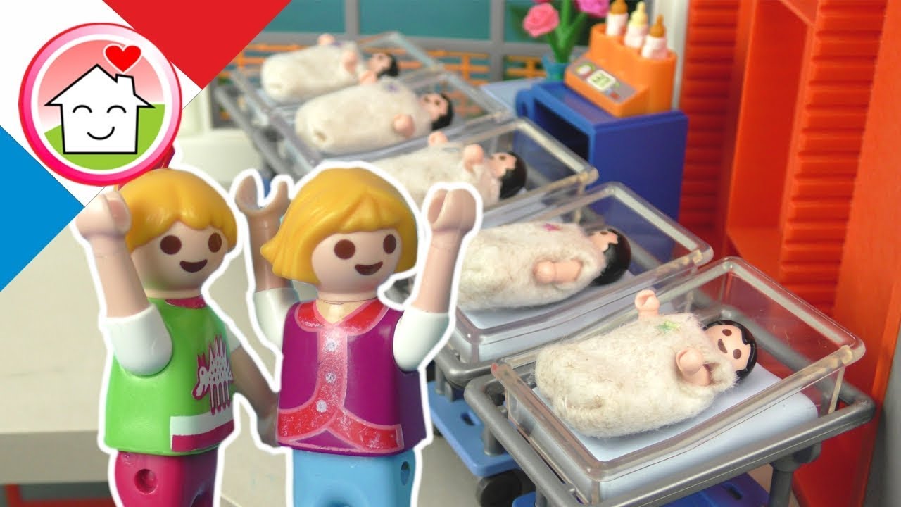 Playmobil en francais La naissance des quintuplés -  hopital -Famille Hauser