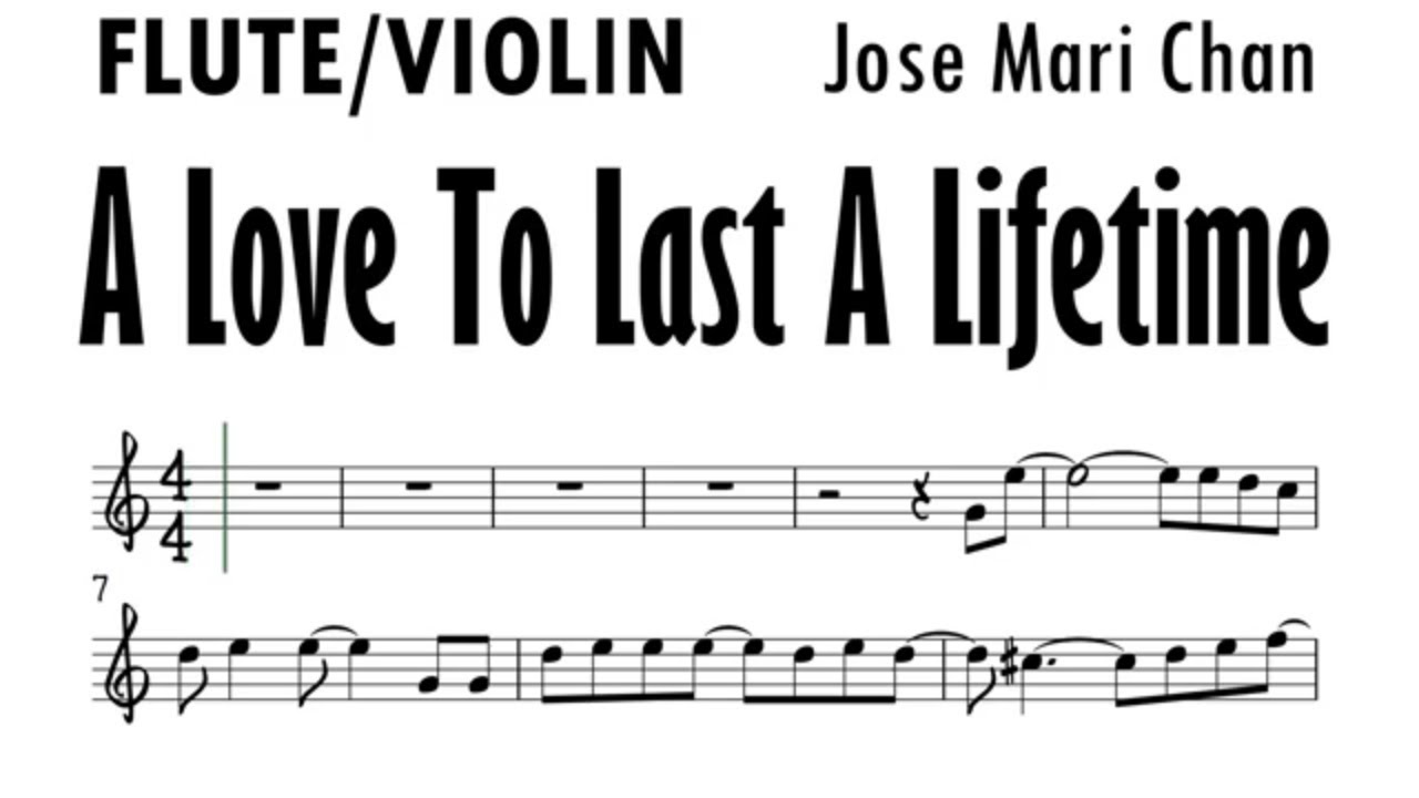 A Love To Last A Lifetime Flute Violin Sheet Music Backing Track Play Along Partitura