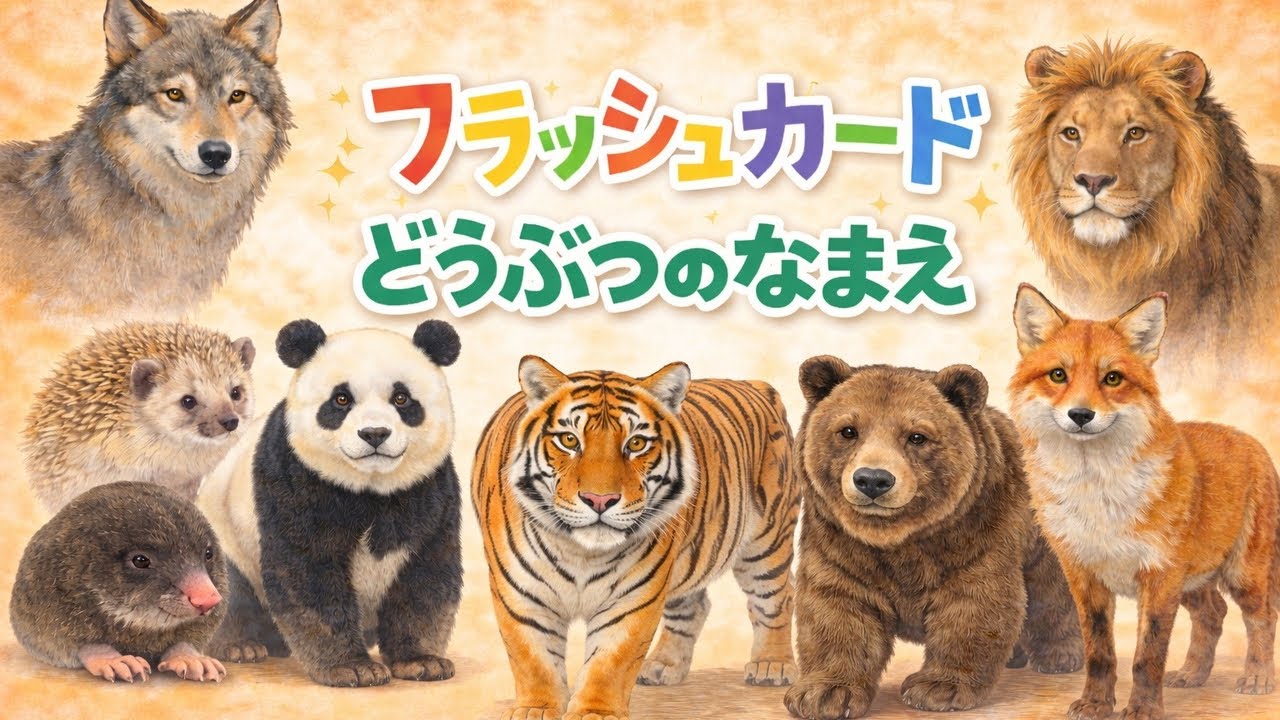 【動物の名前】0歳から始める知育フラッシュカード約30種類　#キッズ #どうぶつ