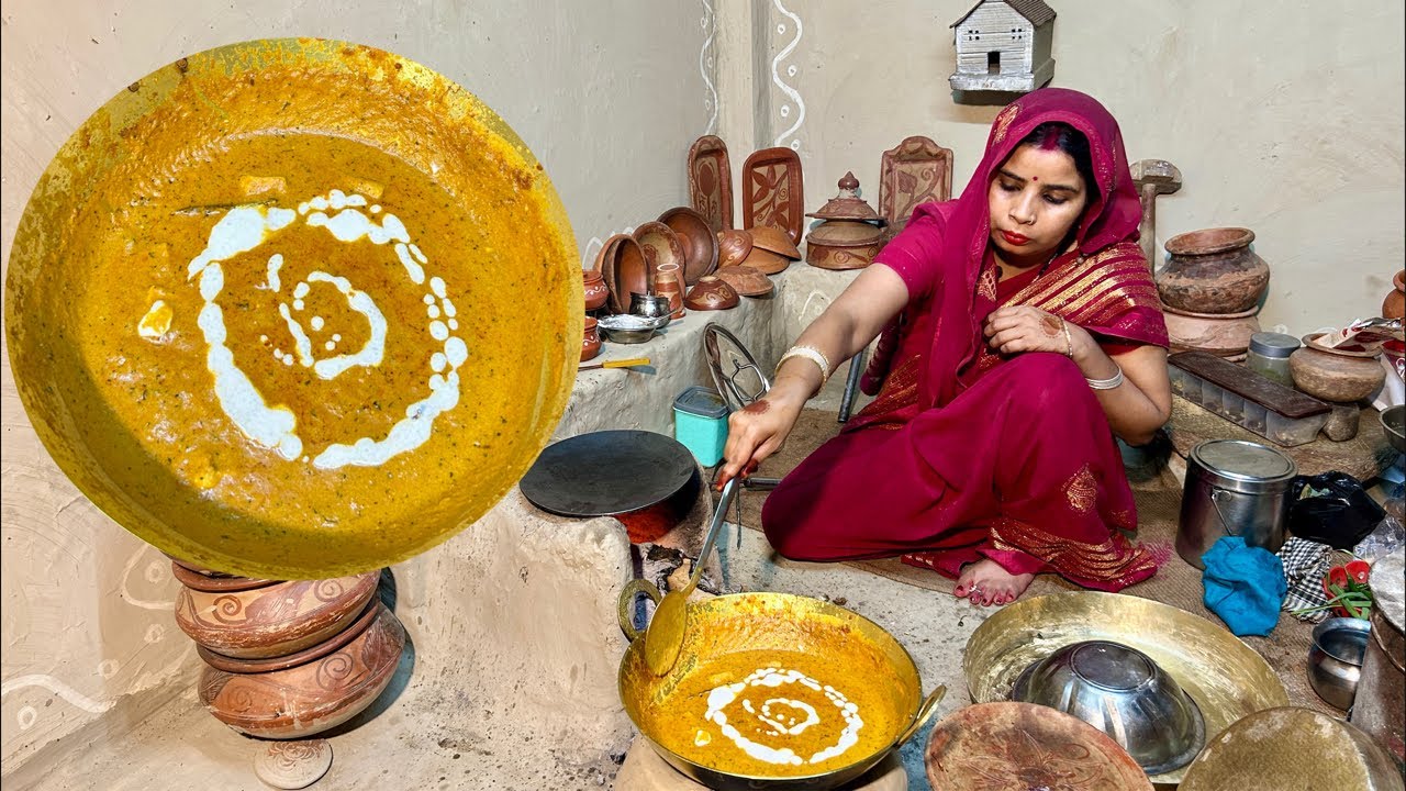 चूल्हे पर शाही पनीर तंदूरी रोटी और पुलाव #villagefood #livecooking