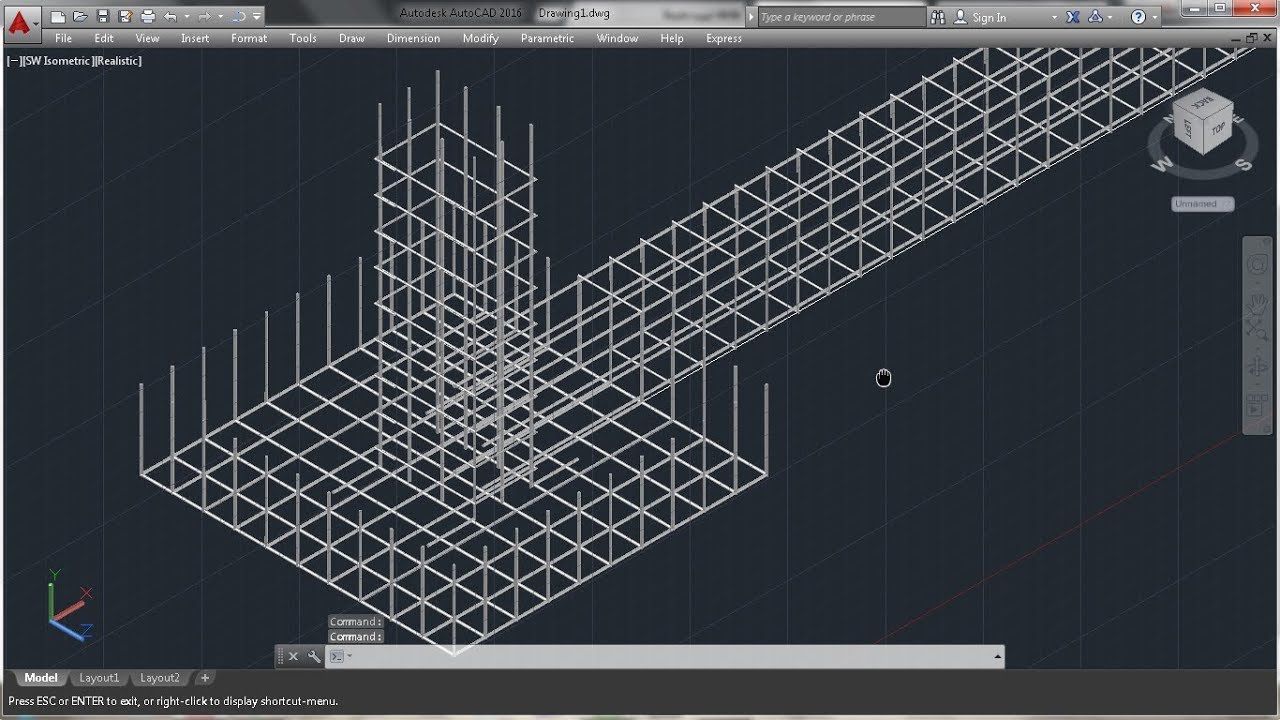طريقة رسم قاعدة والاساس في الاوتوكاد 3d autocad واظهار المساقط