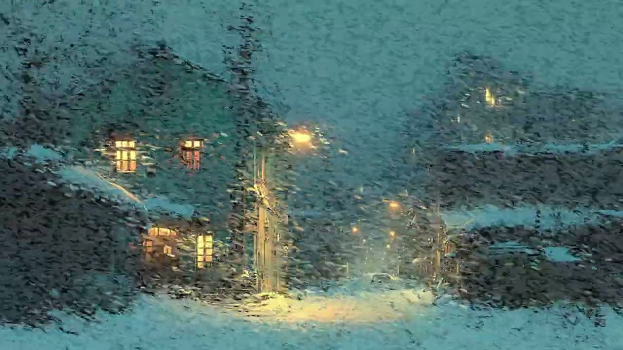 Blizzard Night on a Snowy Village Street | Warm Lights, Howling Winter Winds and Falling Snow