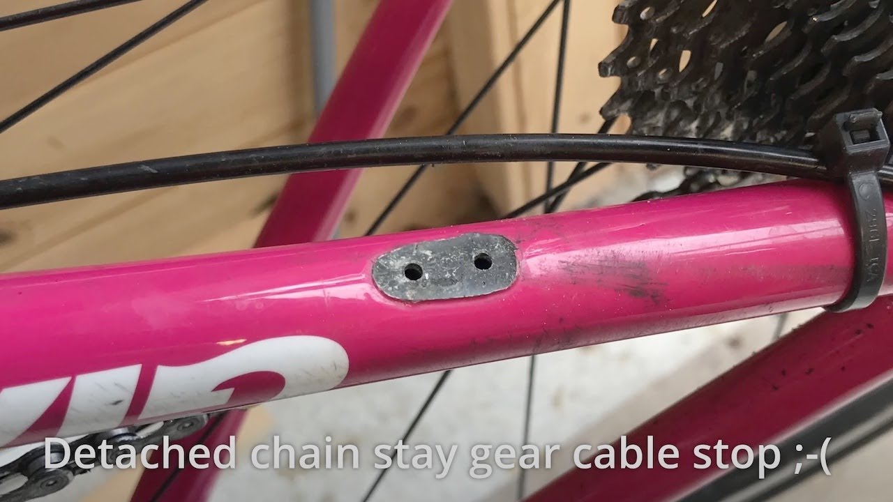 Bicycle Repair - How to fix detached chainstay cable stop...