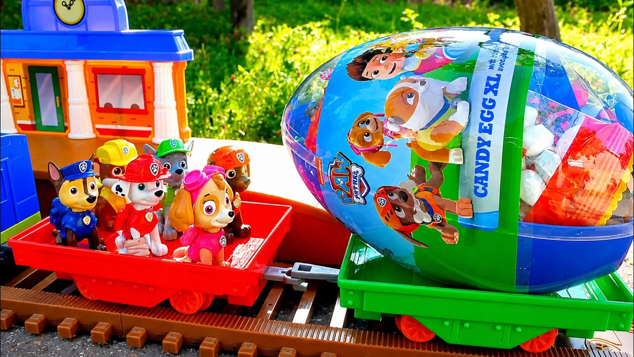 PATRULLA CANINA y el TREN del HUEVO GIGANTE juguetes PAW PATROL toys PATRULLA CACHORROS egg surprise