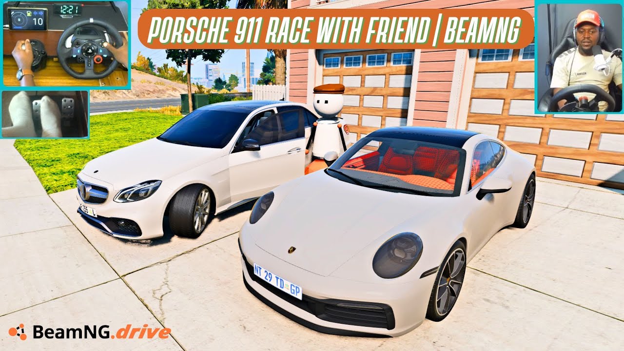 Эпическая гонка на Porsche 911 с моим другом | BeamNG Convoy + Logitech G29