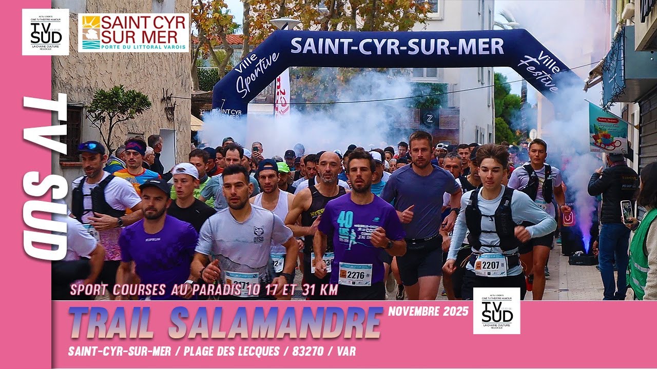 TV SUD / Saint-Cyr-sur-Mer plus de 1200 coureurs pour le Trail Salamandre Aventure au bord de mer.