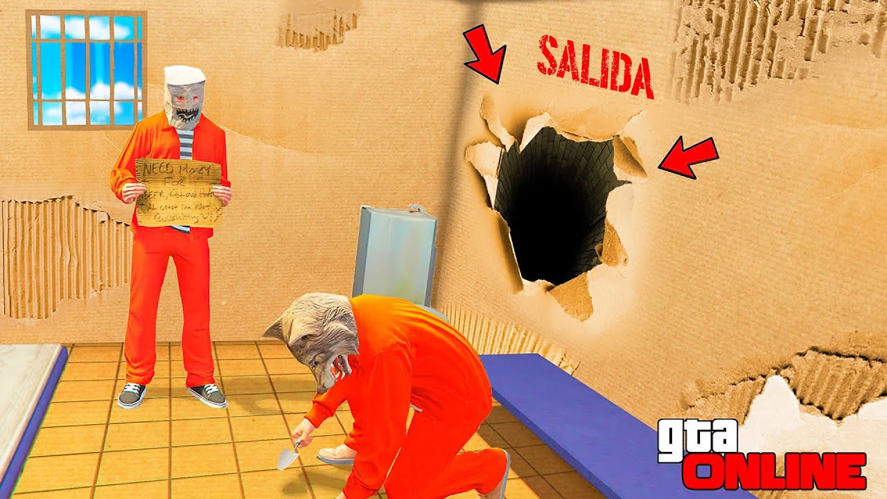 ESCAPANDO de UNA PRISION DE CART&Oacute;N DESAF&Iacute;O! Intentando salir de prisi&oacute;n en 24 horas en GTA 5 ONLINE