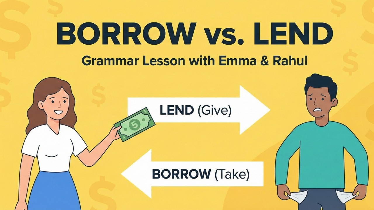 BORROW vs LEND: Fix This Common English Mistake Today! (Easy Grammar Lesson)