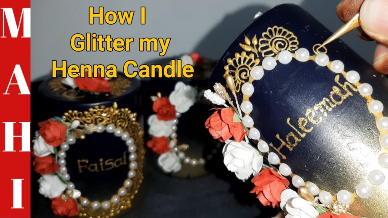 Personalised Glitter Mehndi Candle | Mehndi Candle | Henna Design Candle | DIY Candle | Candle Decor