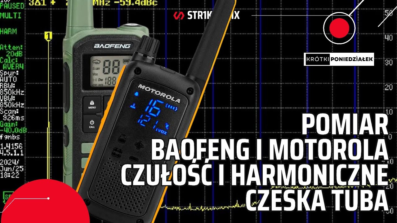 Baofeng F22 i Motorola T82, Harmoniczne, Czułość i Czeska Tuba🗓️KRÓTKI PONIEDZIAŁEK🎞️