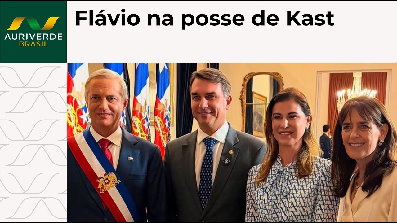 Flávio Bolsonaro na posse de Kast no Chile