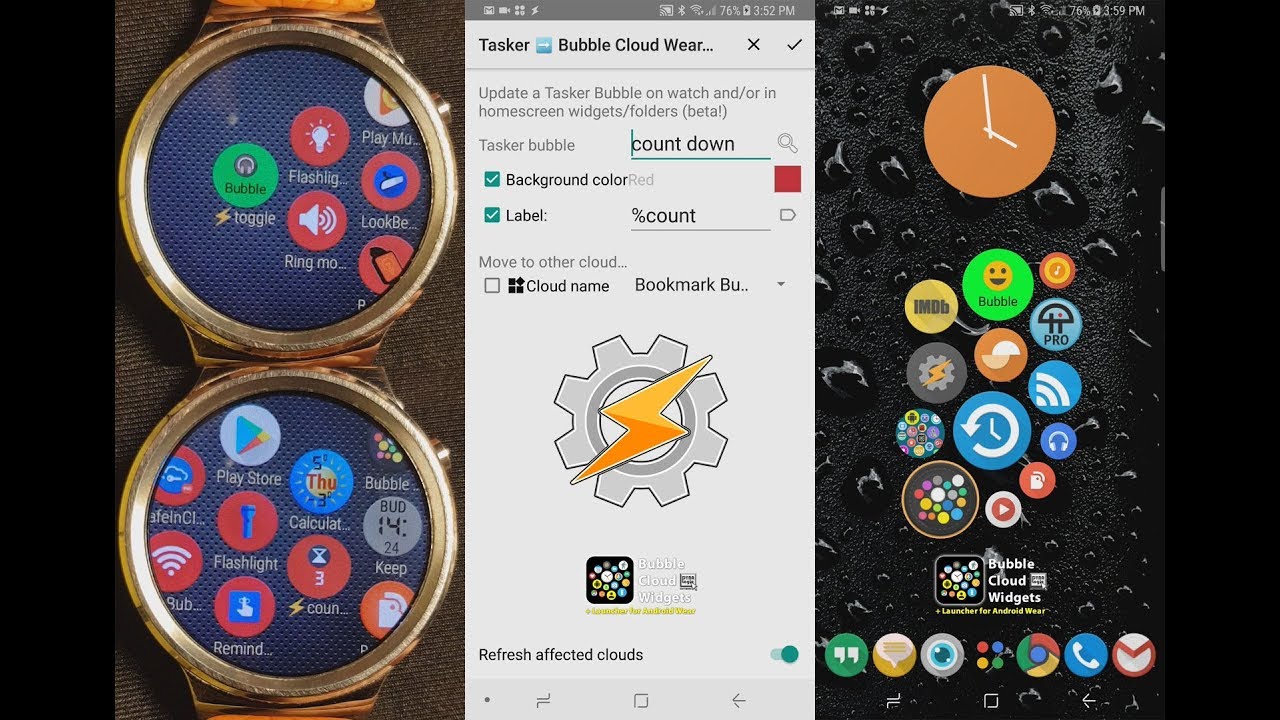 [v8.58] Tasker plugin for Bubble Cloud Wear Launcher + Home screen Widgets