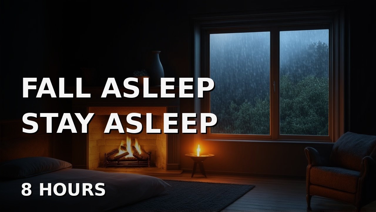 Rain & Fireplace Sounds for Deep Sleep – 8 Hours Relaxing Night Ambience　深い睡眠のための雨と暖炉の音 8時間｜不眠環境音