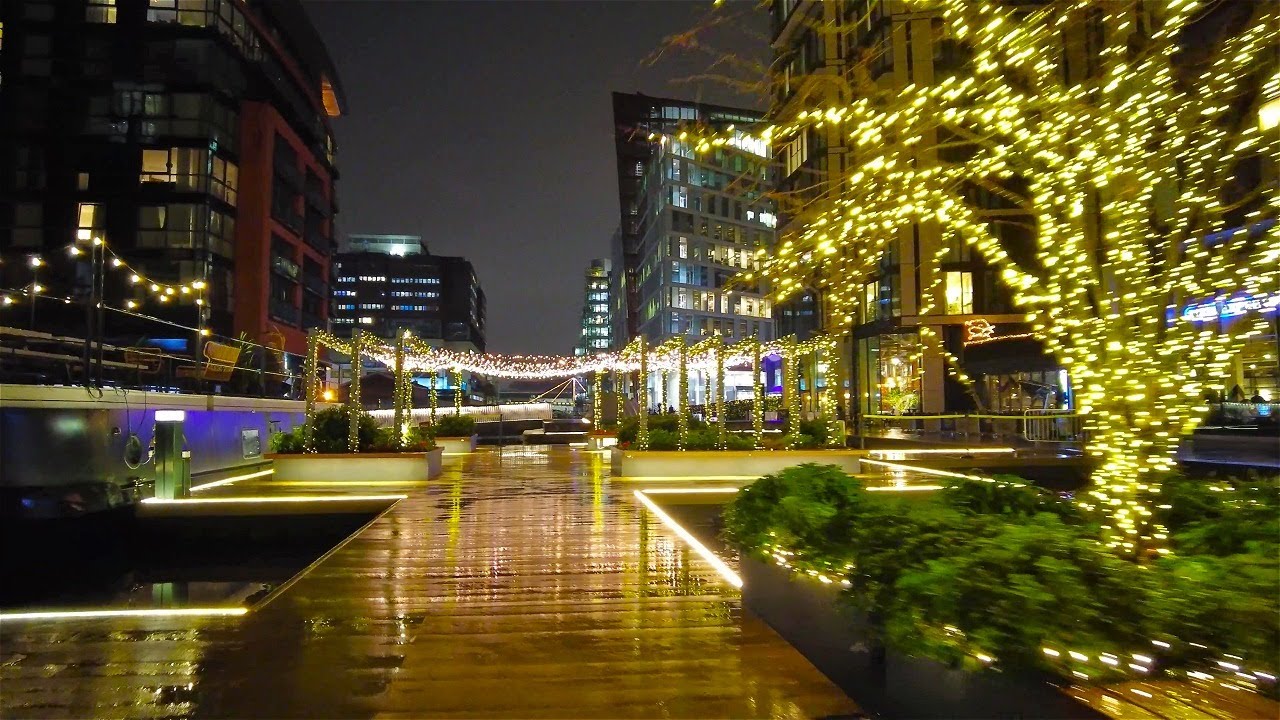 [4K] London Night Walk | Floating Pocket Park in the Rain | Little Venice
