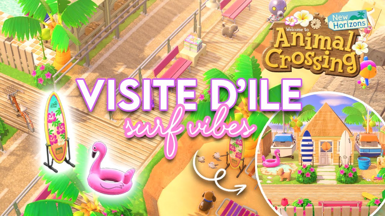 VISITE D'ÎLE URBAINE VACANCES AU SURF 🌊 - ANIMAL CROSSING NEW HORIZONS