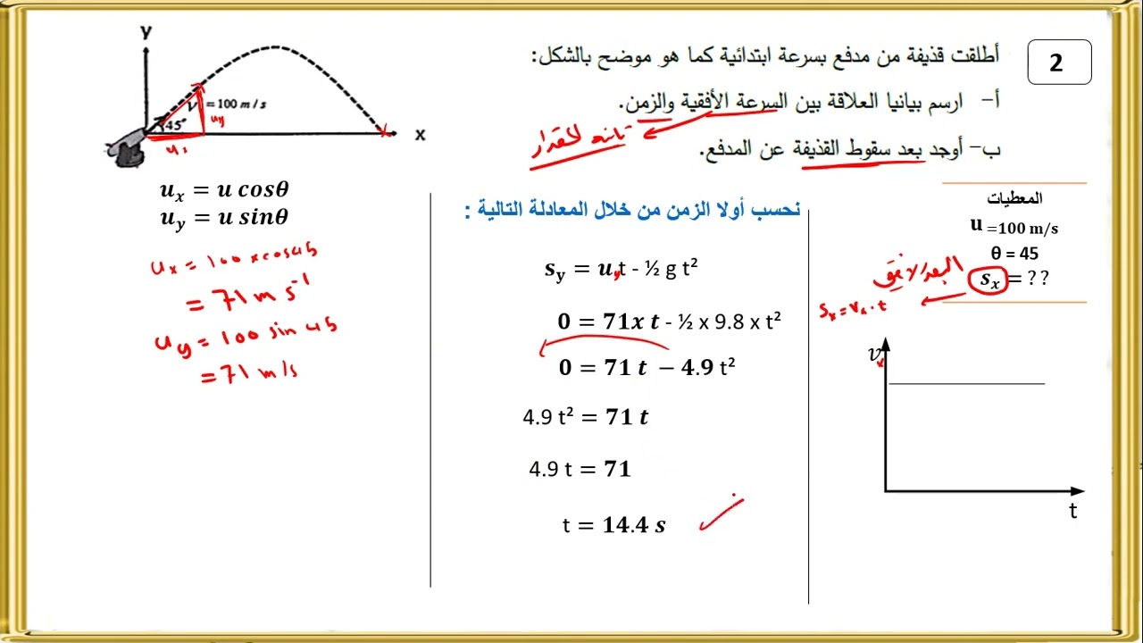 حل مسائل عن المقذوفات (أ.سعيد الناعبي)