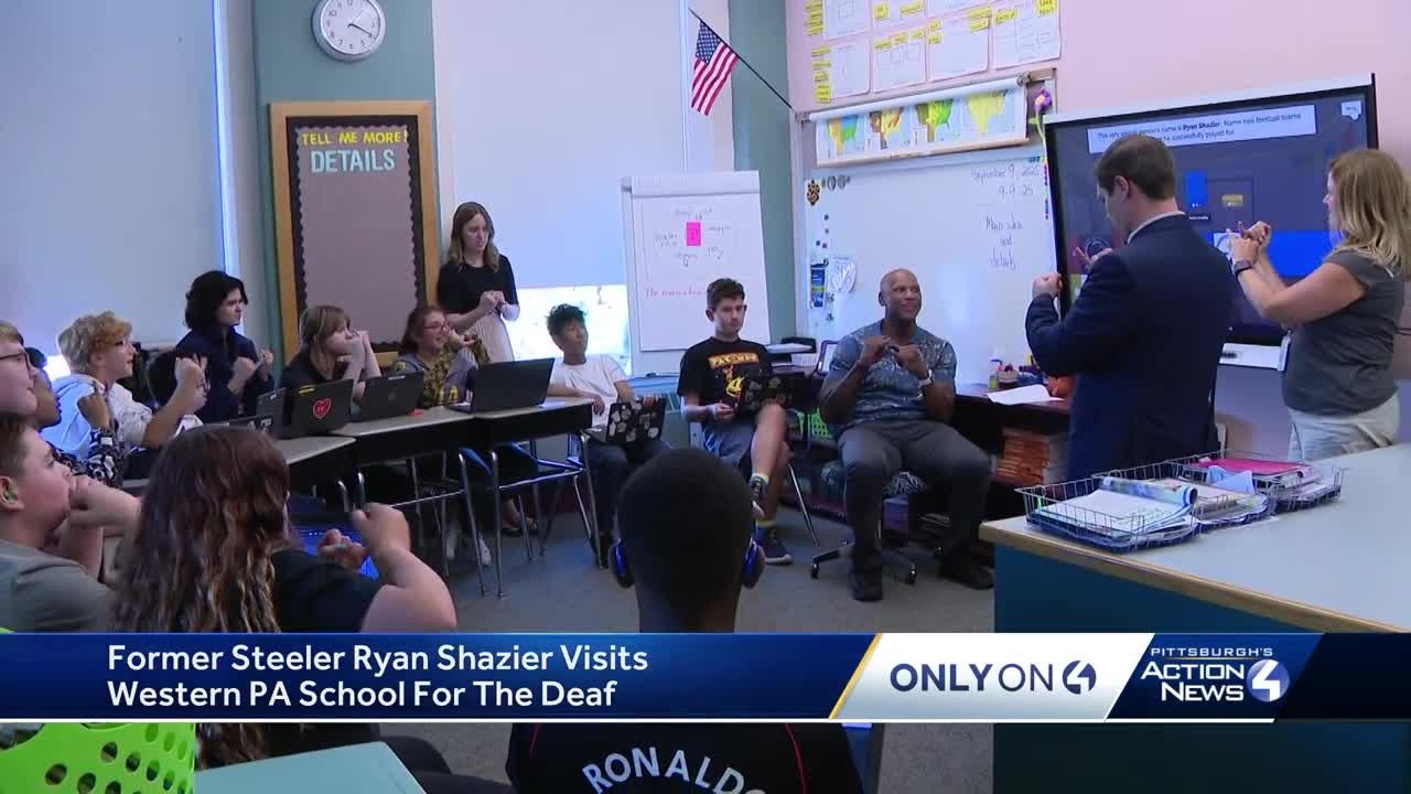 Former Steeler Ryan Shazier visits Western Pa. School For The Deaf