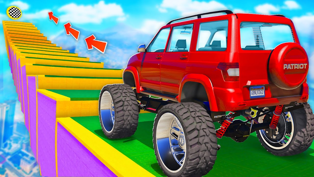 КАК ДАЛЕКО УАЗ НА БОЛЬШИХ КОЛЕСАХ СМОЖЕТ ЗАБРАТЬСЯ ПО СТУПЕНЬКАМ ЛЕСТНИЦЫ? ЭКСПЕРИМЕНТЫ ГТА 5