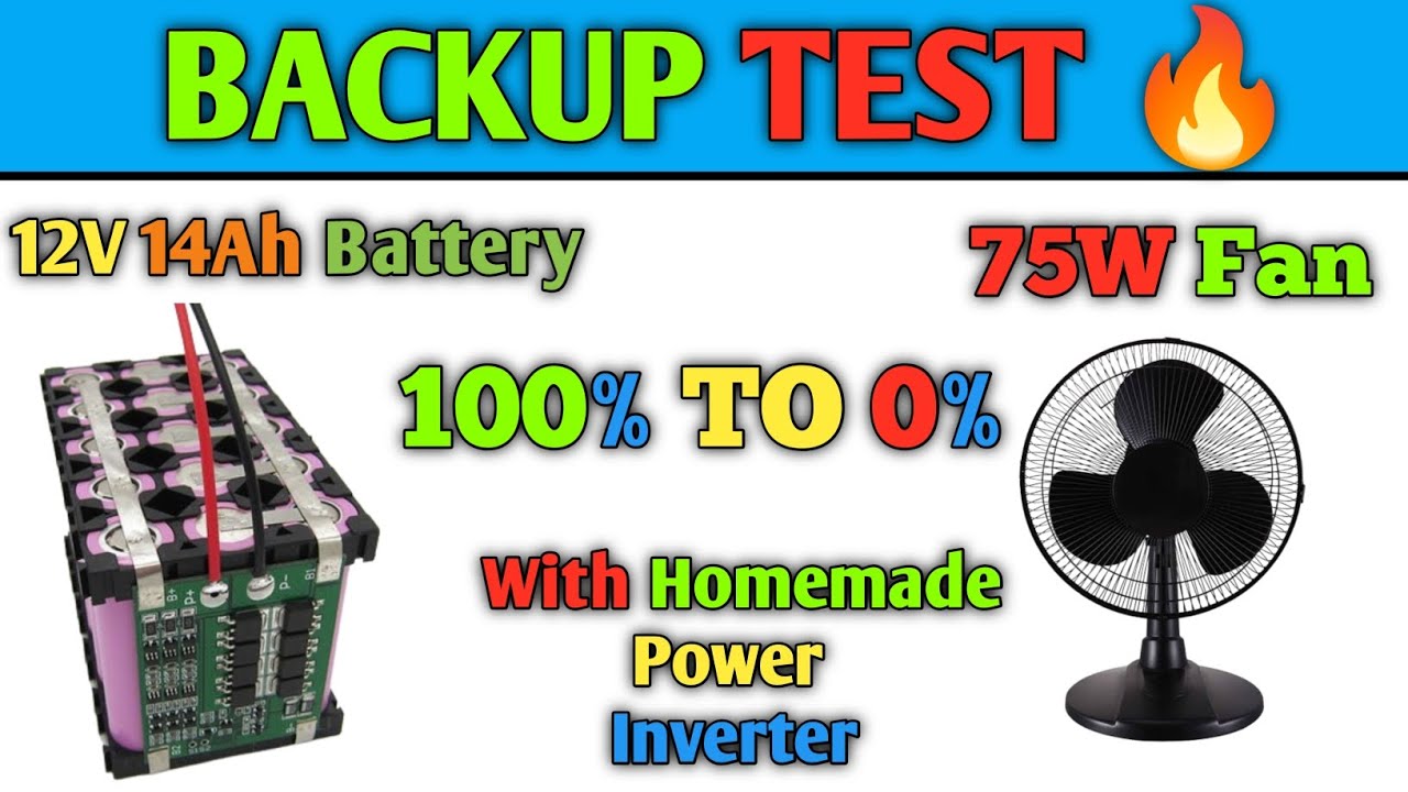 12V 14Ah Lithium-ion Battery Backup Test with 75W Fan | 100% to 0% |  With Homemade Power Inverter