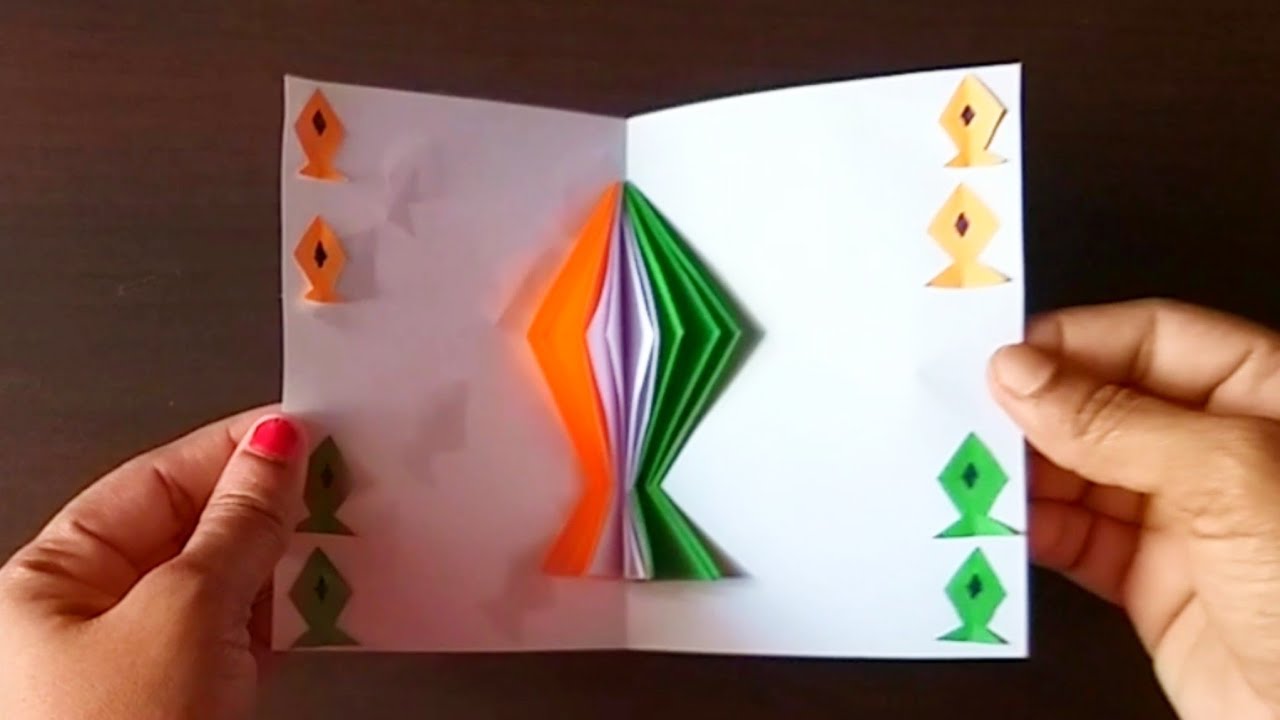 republic day paper craft idea // tricolor kite paper craft  / republic day card