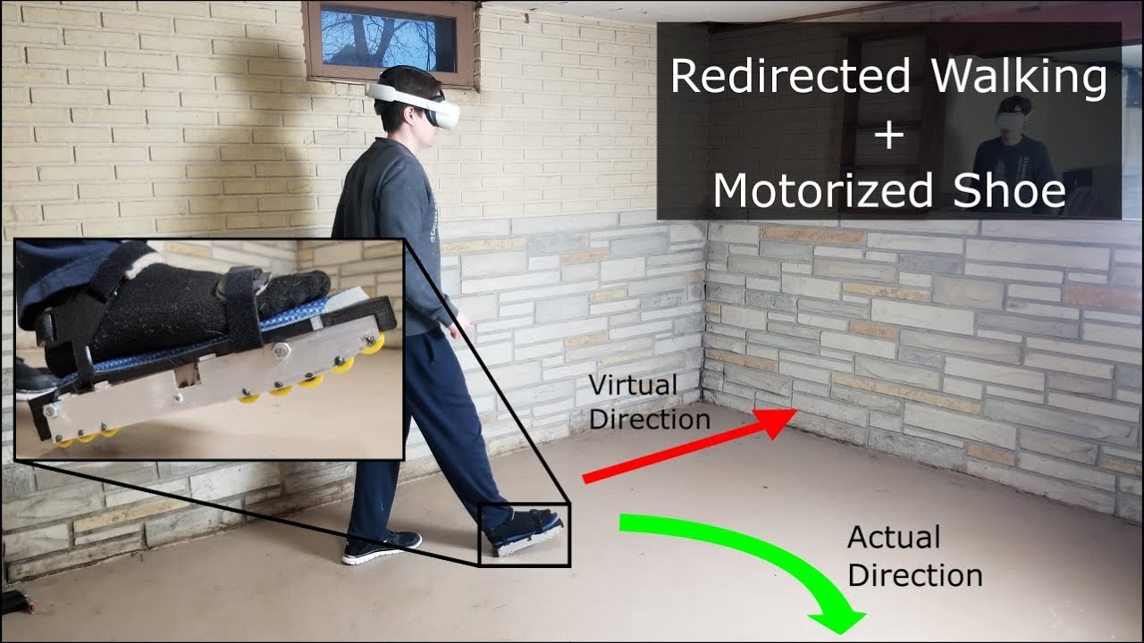 Combining VR redirected walking with motorized shoes