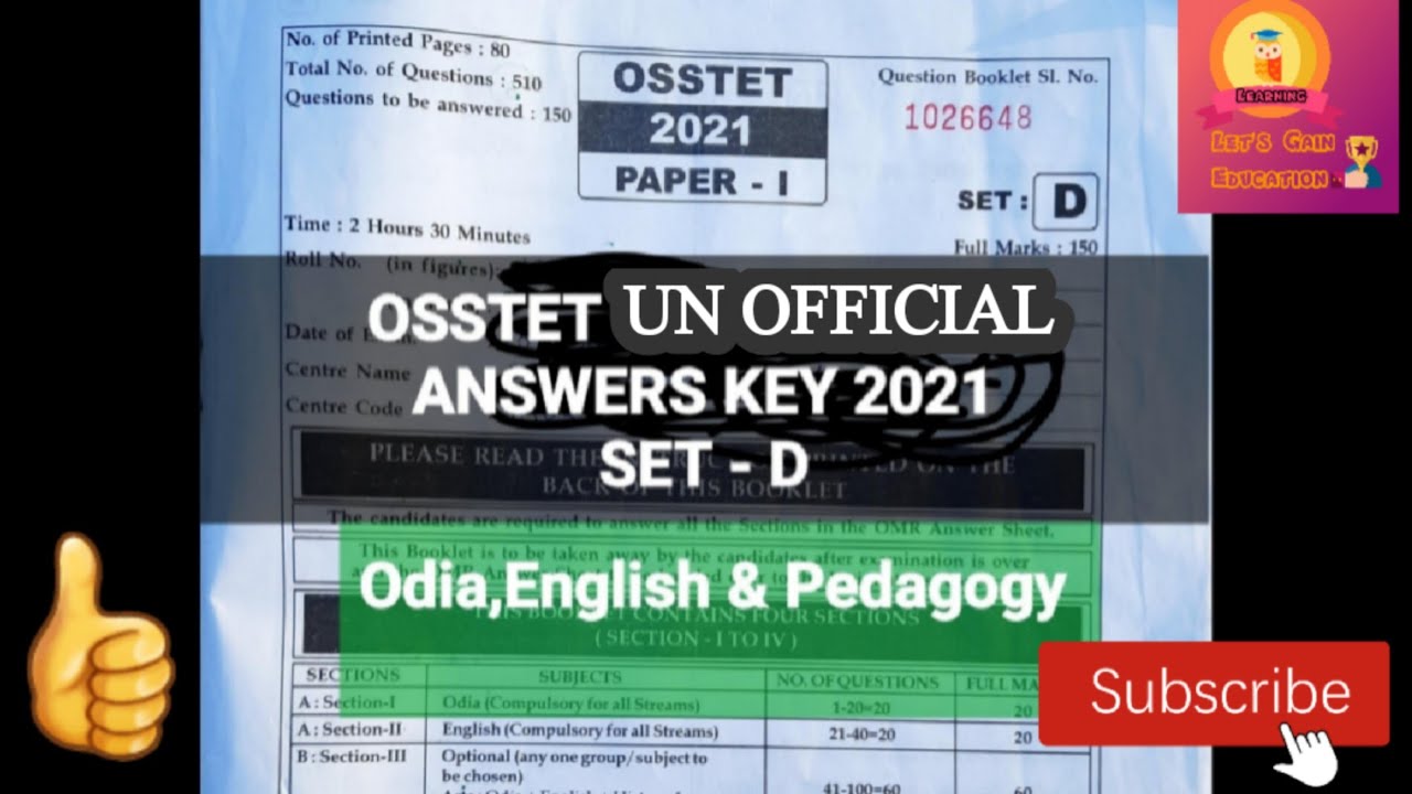 OSSTET ANSWER KEY 2021| UN-OFFICIAL ANSWER KEY| OSSTET 2021 |