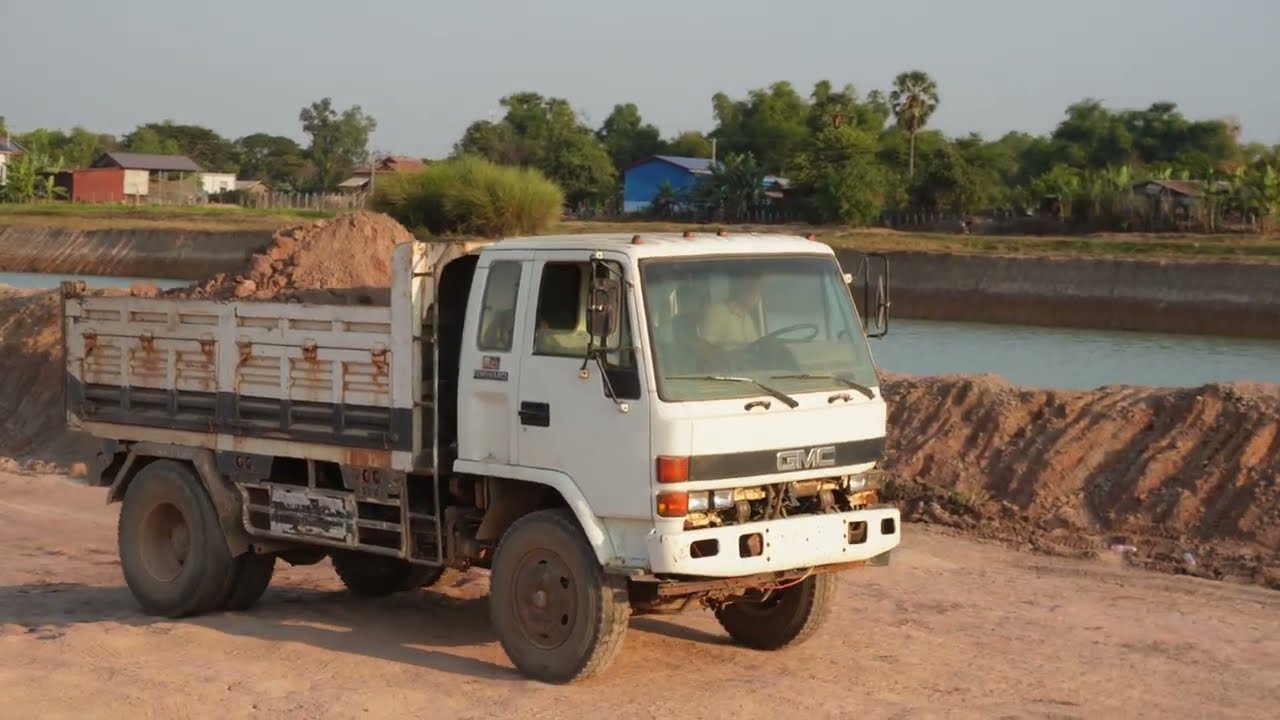 Factory Construction Project, Excavator Transporting Digging..