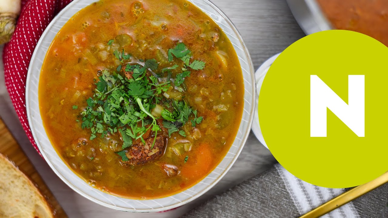 Lencseleves kolb&aacute;sszal &eacute;s zellerrel recept | Nosalty