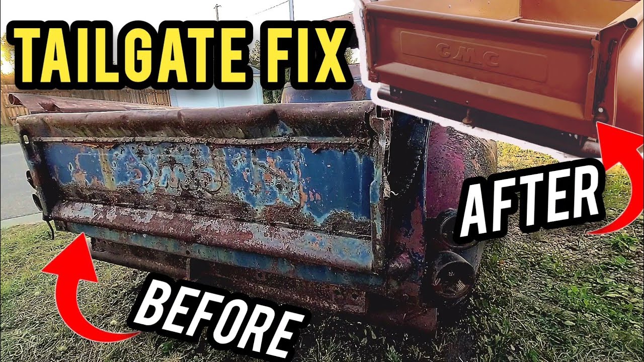 EXTREME Rust + Dent Repair. Can this RARE Classic Truck Tailgate be Restored? 1948 GMC Restoration