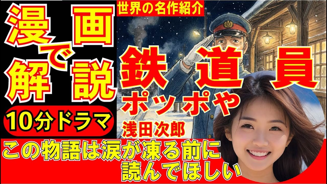 漫画で解説・感動物語【鉄道員（ポッポや）、浅田次郎】この10分動画で「あらすじ・重要ポイント」完全理解。リクエストに応えて感動物語＃世界の名作紹介♯読書おすすめ＃読書感想文#鉄道員＃浅田次郎