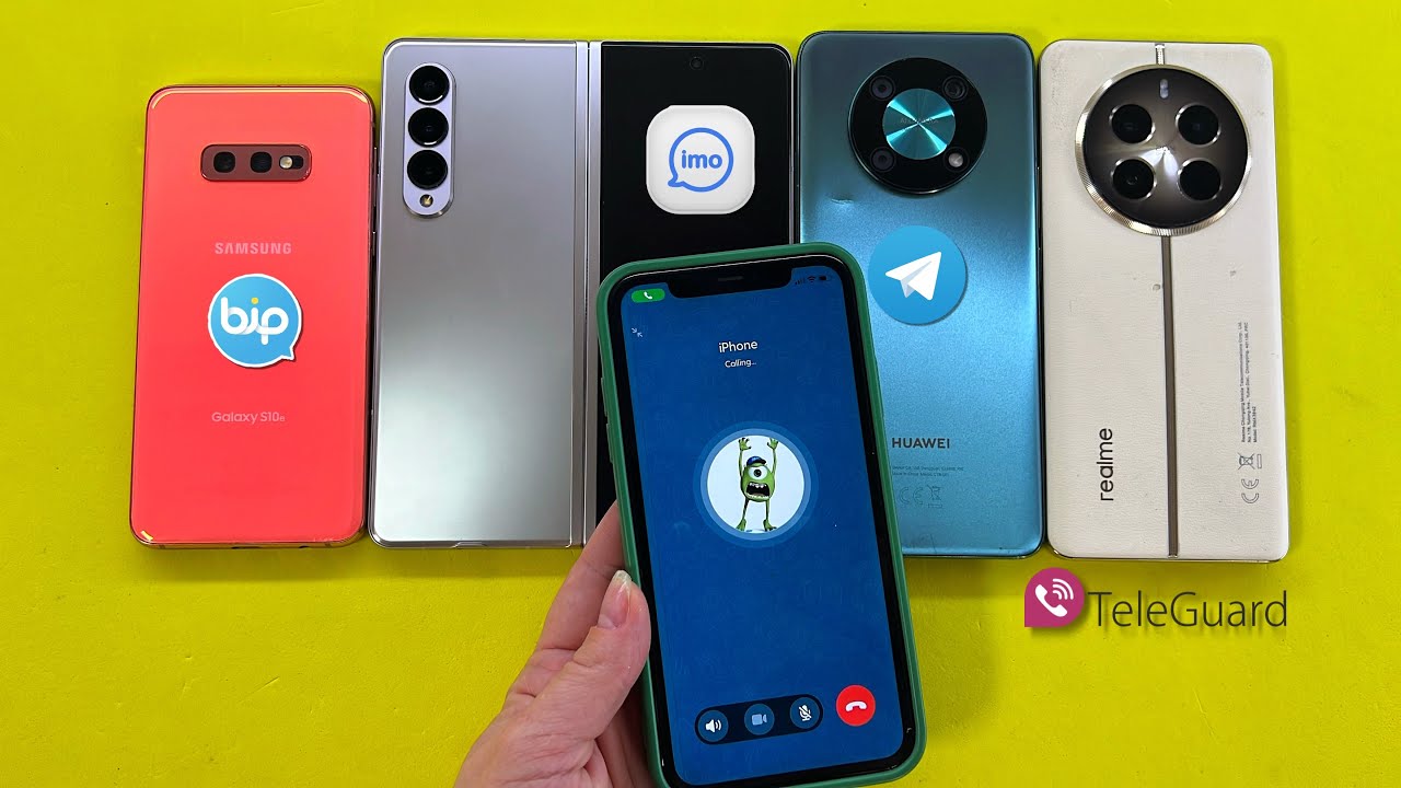 Social Media Telegram, BIP, TeleGuard, IMO Incoming Outgoing Call iPhone, Samsung Z Fold3, S10e