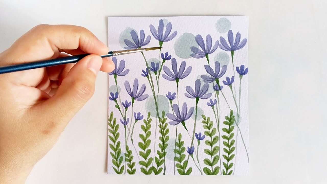 Minimalist Flower Watercolor Painting 🎨 | Minimalist Flower Designs | With Circle Background