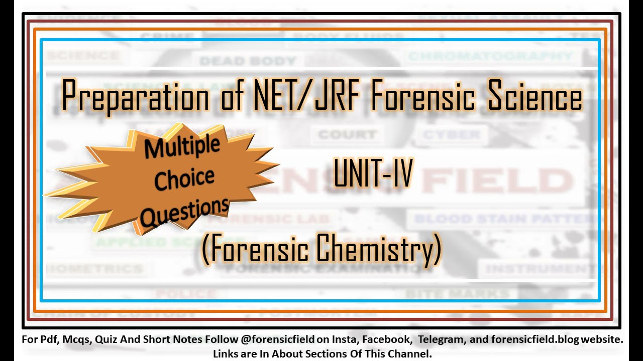 Forensic Science NET JRF Preparation Unit IV (Forensic Chemistry)