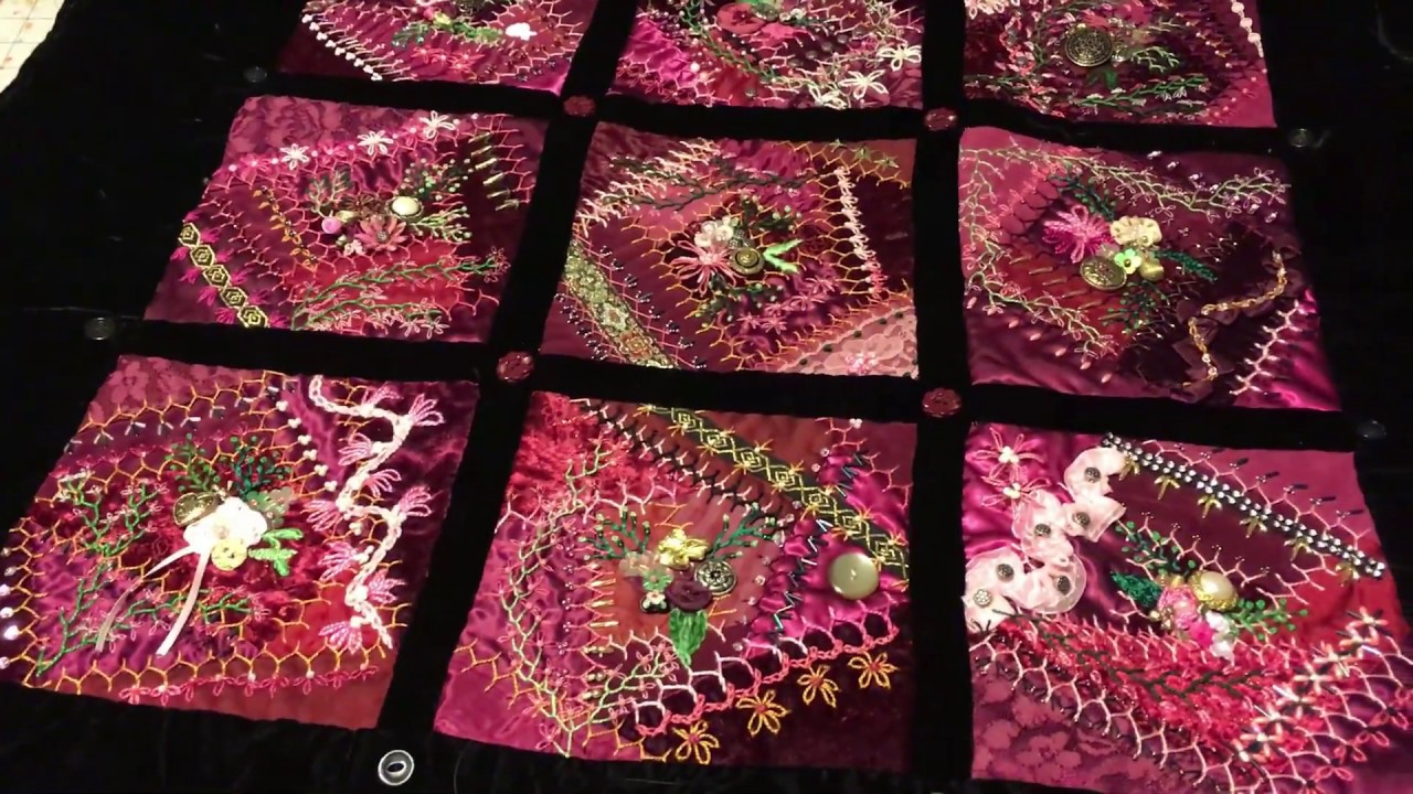 Crazy Quilt Friday ~  Finishing the Burgundy Wall Quilt (FINALLY!) ~ DancesWithPitBulls ~