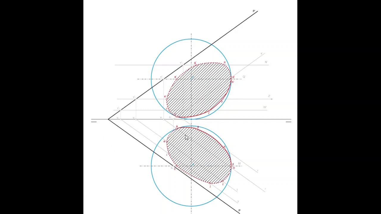Sistema Diédrico. Esfera seccionada por un plano oblicuo