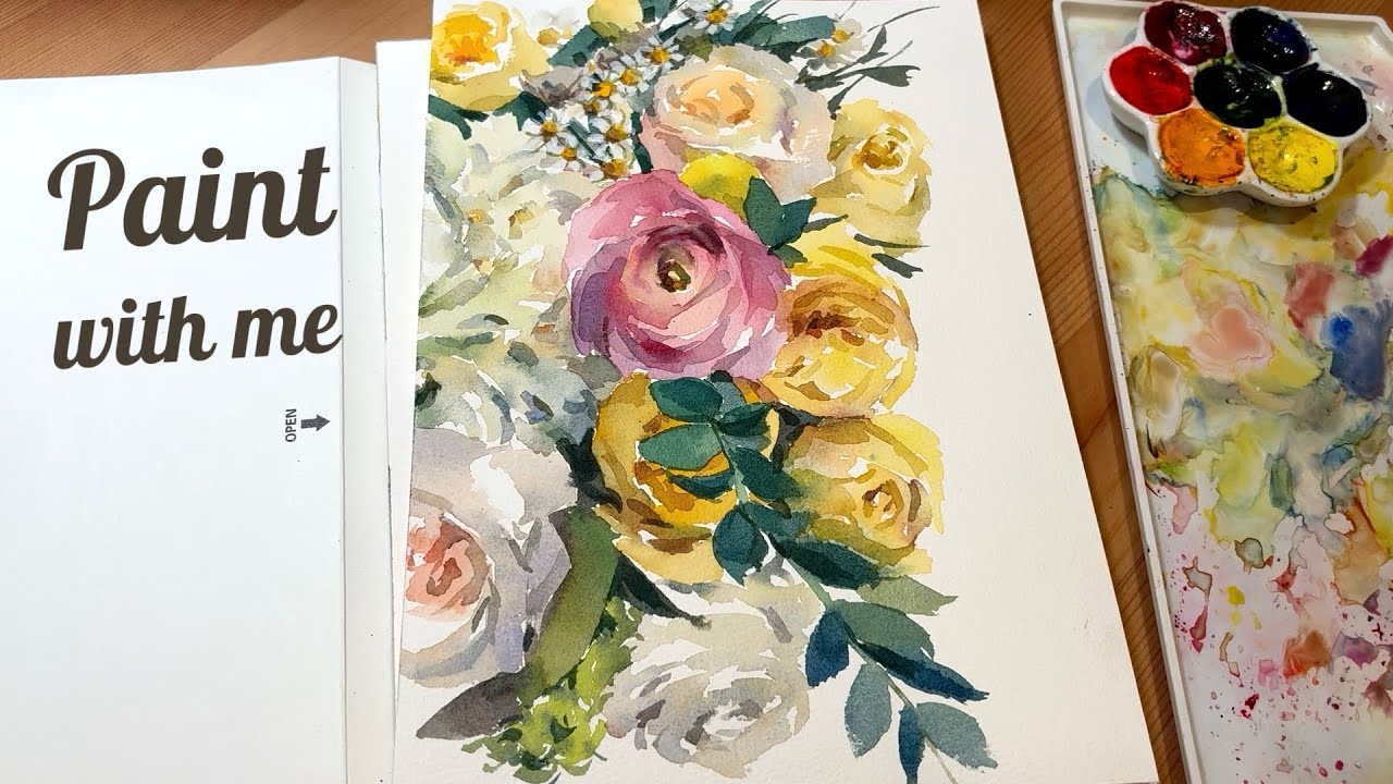 Paint with me | Relaxing Flower Watercolour Painting