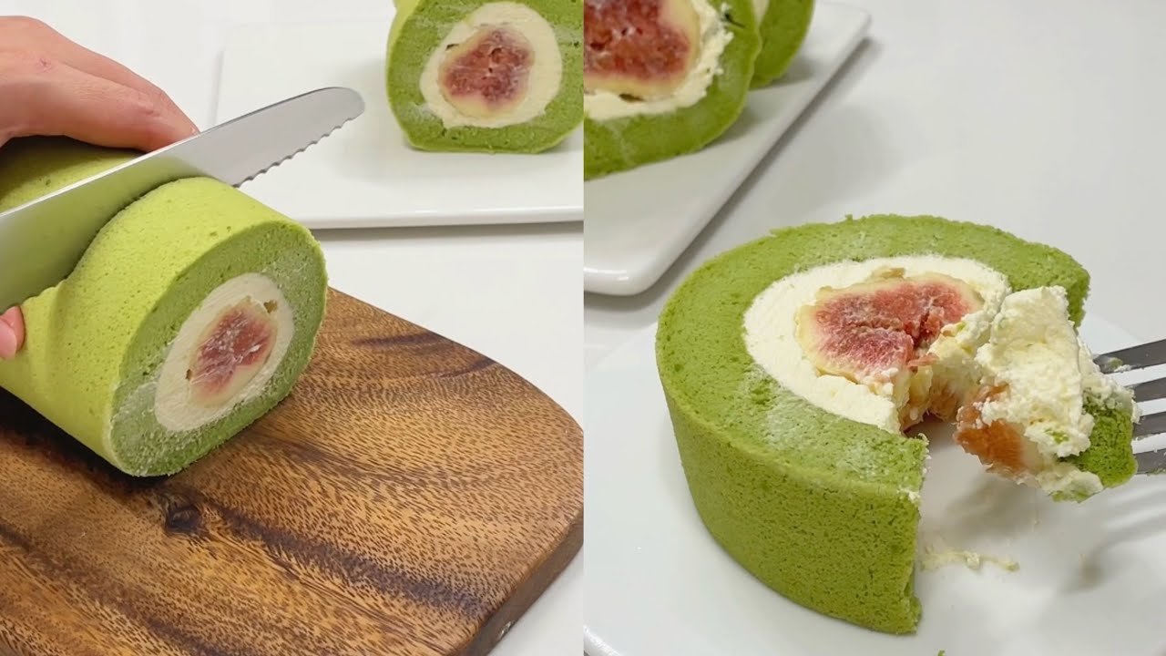 Pandan Fig Swiss Roll | 無花果斑斕蛋糕卷
