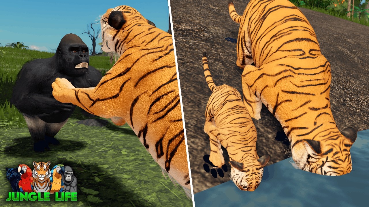 Tiger Hunting Everyone in Jungle Life ⏐ ROBLOX 🐅