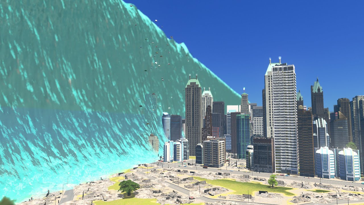 Meteor causes Massive double Tsunami | Cities Skylines Tsunami #265